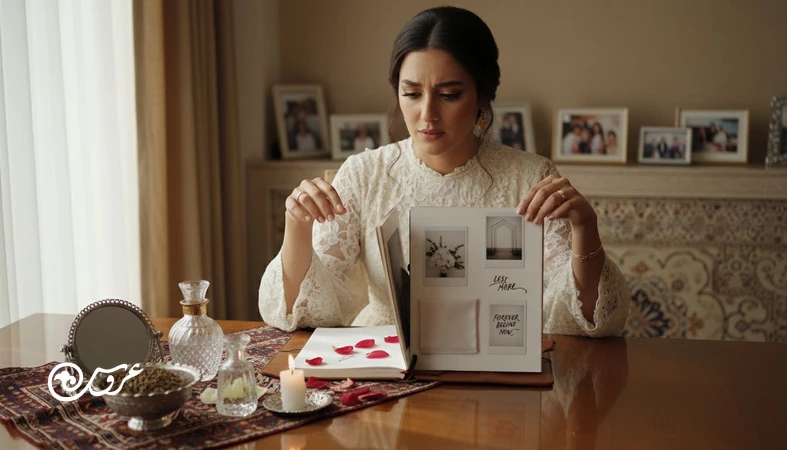 عروس ایرانی در حال آشتی دادن ازدواج در فرهنگ بومی با عروسی مدرن؛ تصویر نمادین از سنت و مدرنیته در عروسی و طراحی مراسم سازگار