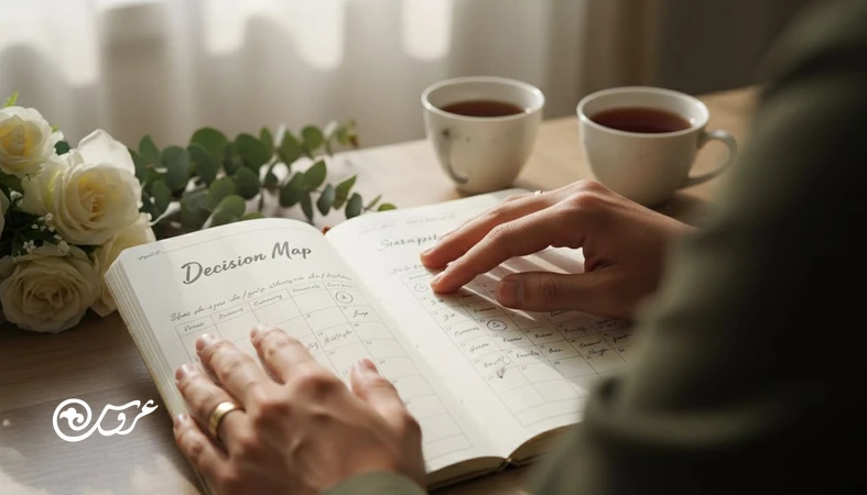 نقشه تصمیمهای عروسی: چه چیزهایی را همان ماه اول قطعی کنیم؟