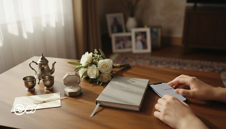 تصویر مفهومی از مراحل ازدواج در ایران از خواستگاری سنتی تا عروسی مدرن با تاکید بر برنامه ریزی و کاهش استرس