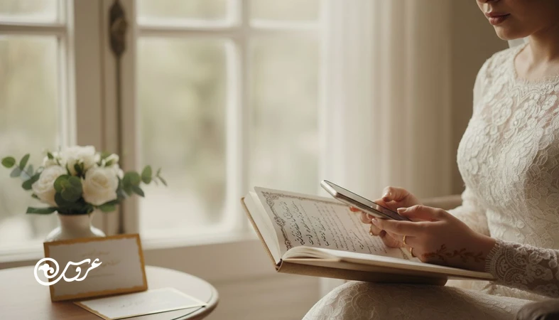 عروس در حال برنامه‌ریزی عروسی با احساس حساس شدن و فشار اجتماعی؛ تصویر مرتبط با کمال‌گرایی و زود رنجی قبل از عروسی